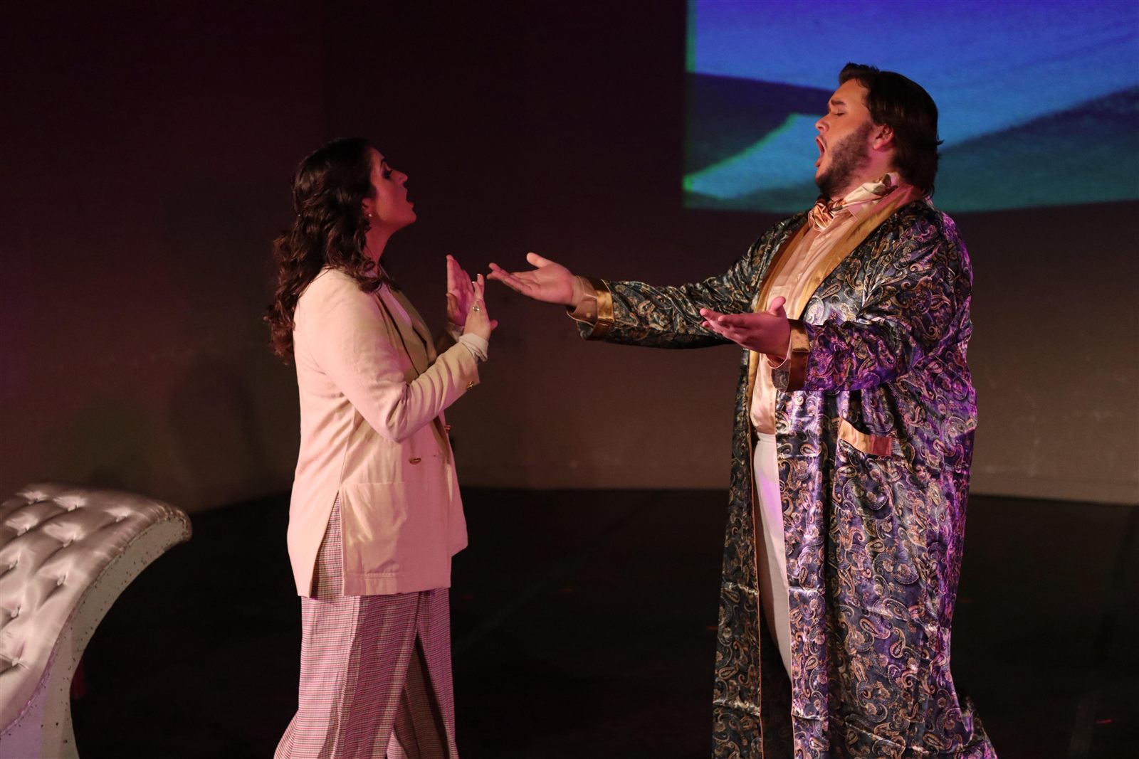Rhys Stermer performing with another singer.